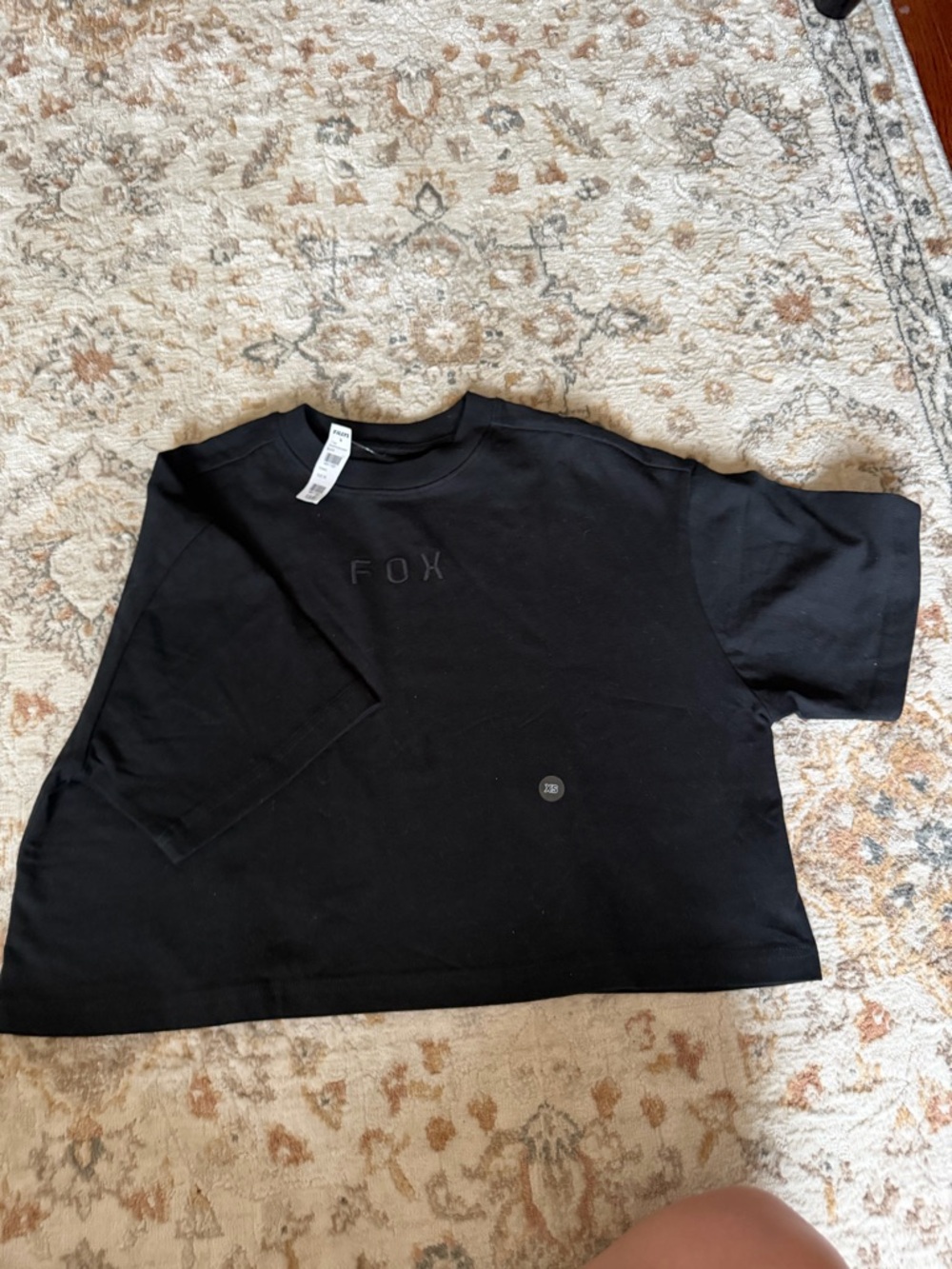 Fox Black Boxy Tee with Subtle Embroidered Logo